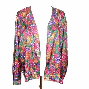 Vintage‎ Satin Grandmacore Coquette Cottagecore Feminine Floral Jacket / blouse
